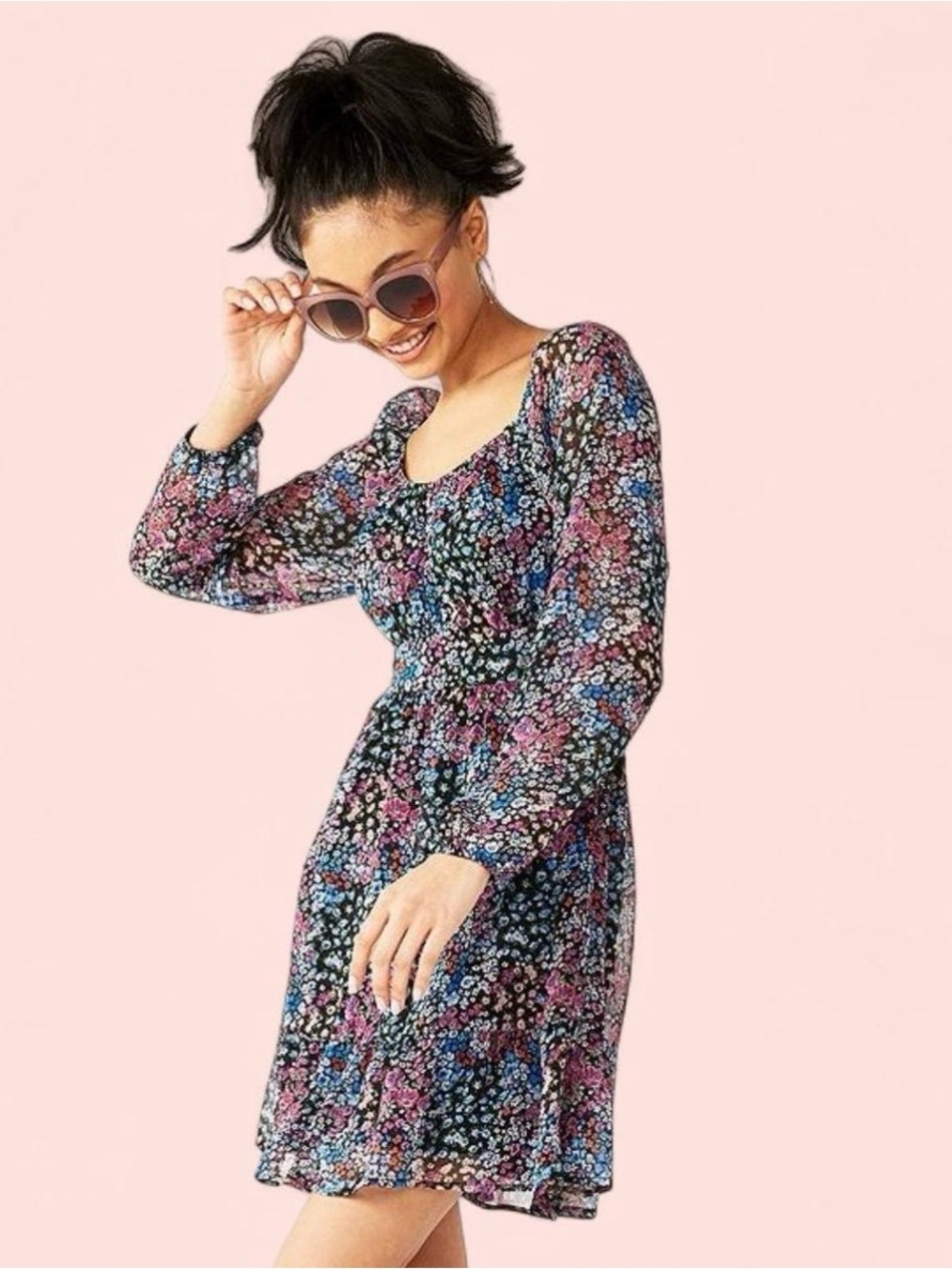 Rewind Floral Open Back Mini Dress Size Medium Cottagecore